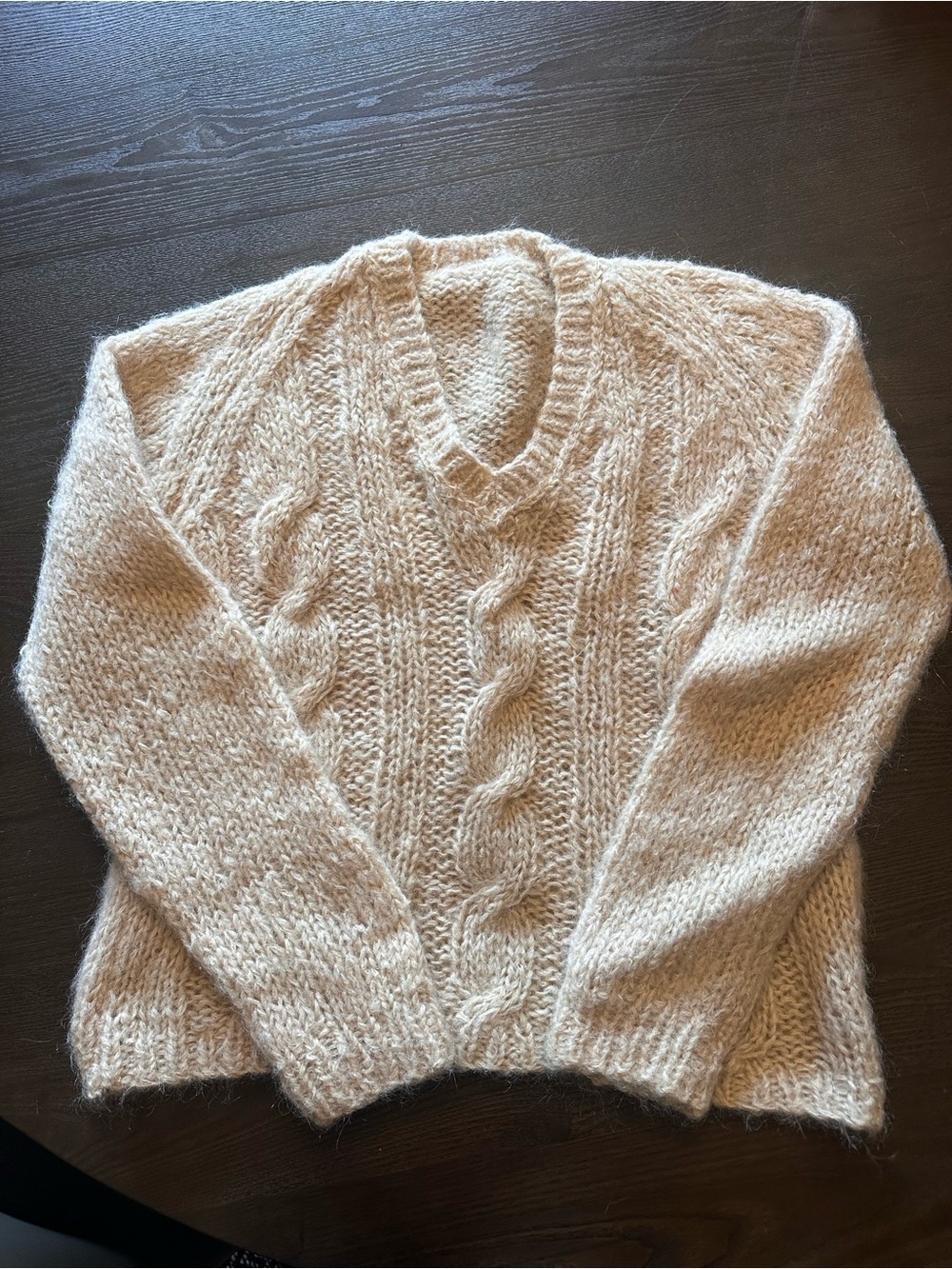 Cozy Cream Cable Knit V-Neck Sweater